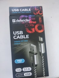 Кабель Defender USB08-03T Pro USB2.0 AM-MicroBM 1 м Чорний (87802)