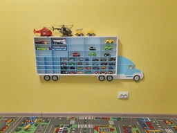 Полка гараж "Американец Микс плюс" голубая для 40 hot wheels и 15 kinsmart (mix-plus-v-blue)