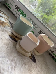 Керамический горшок для суккулентов Mini Plant маленького размера 6,4х6,5см Квадратный Бирюзовый фото от покупателей 10