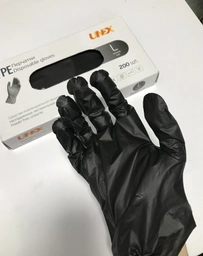 Перчатки одноразовые нестерильные, неопудренные TPE Unex Medical Products размер L 200 шт. — 100 пар Чорные (77-51-1)
