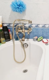 Змішувач для ванни Luxor VIP Prestige Gold + золотой шланг, золотой фото от покупателей 6