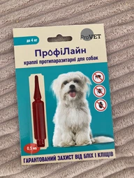 Капли ProVET Profiline инсектоакарицид для собак до 4 кг 4 пипетки по 0.5 мл (4823082431052)