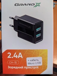 Зарядное устройство Grand-X CH-15UMB 2 USB 5 В 2.1 А с защитой от перегрузки + microUSB 1 м Black (CH-15UMB) фото от покупателей 12