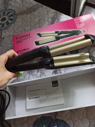 Тройная плойка Kemei тройные волны плойка керамическая 2 режима KM 2022 Gold/Золотая фото от покупателей 13