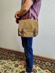 Сумка листоноша текстильна Vintage чорного кольору для документів і в дорогу (bg206fash04) фото від покупців 4