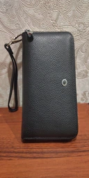 Большой изящный женский кошелек-клатч из натуральной кожи ST Leather Черный для прав (bg188fash52)