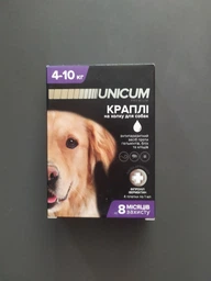 Капли Unicum Premium от блох, клещей и гельминтов на холку для собак 4-10 кг 4 шт (4820150202514)