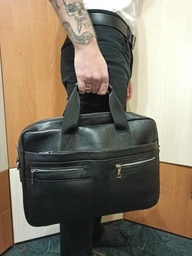 Сумка Vintage кожаная мужская черная большая для документов формата А4 на спине (bg146fash25) фото от покупателей 5
