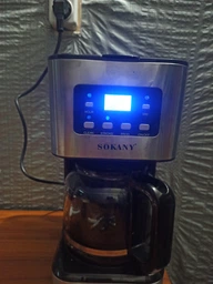 Электрическая капельная Кофеварка Sokany CM-121E с автоподогревом 950 Вт 1.5 л 12 чашек Черно-Серебристый