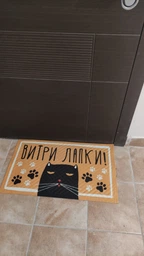Придверний килимок для дому із принтом «Витри лапки з котиком» на гумовій основі 75х45х0,4 см (KOV_20S014) фото від покупців 6