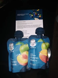 Фруктове пюре Gerber Яблуко та персик з 6 місяців 90 г (7613036345460) фото від покупців 4