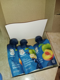 Упаковка Фруктового пюре Gerber Яблоко и манго с 6 месяцев 90 г х 16 шт (07613036345873) фото от покупателей 4