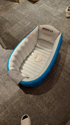 Детская надувная ванночка с подушкой и ножным насосом Intime Baby Bath Tub для купания ребенка со сливом 98X65X28 см Розовый (D-2019090676)