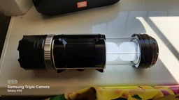 Ліхтар світлодіодний ручний та лампа для кемпінгу 2 в 1 SB 9699 Black 8 LED+3W акумуляторний на сонячній батареї з оптичним зумом та USB + power bank для телефону фото від покупців 2