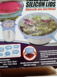 Силіконові кришки для зберігання продуктів для посуду набір 6шт, багаторазові, сині, що розтягуються, R9288 фото від покупців 8