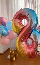 Фольгированная Цифра 8 Размер 100см | Желтый фото от покупателей 1