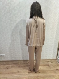 Піжама шовк Queen Collection Jesika бежевий S фото від покупців 2
