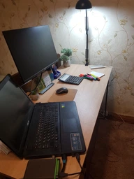 Стол компьютерный письменный с металлическим каркасом в стиле Лофт (Loft) прямой рабочий для дома и офиса 1000х750х600мм; металл: Черный; дерево: Дуб Сонома + стеллаж с полками (0273|22) фото от покупателей 3