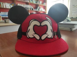 Детская кепка снепбек с ушками Микки Маус Сердце (Mickey Mouse «Мышонок Микки») Disney с прямым козырьком Красная, Унисекс WUKE One size