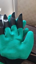 Садові рукавички з пластиковими наконечниками Garden Gloves green фото від покупців 6