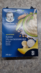 Дитяча каша Gerber Суха молочна швидкорозчинна Мультизлакова з йогуртом, бананом і грушею для дітей з 8 місяців 240 г (7613039834244) фото від покупців 11