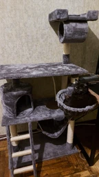 Ігровий комплекс (дряпка), будиночок для кота 140х75×40 см Avko CatTree сіра 1950 - кілька платформ для лазання та ігор, будиночок для відпочинку, лежак фото від покупців 4