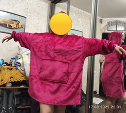 Толстовка-плед с капюшоном и рукавами Huggle Hoodie One Size Синий 1634105228 фото от покупателей 2