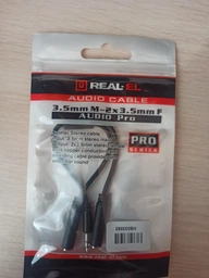 Кабель Real-El Audio Pro 3.5 мм M - 2x3.5 мм F 0.2 м Black (EL123500039)