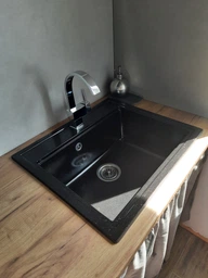 Мойка кухонная, гранитная, квадратная Valetti 49C 59х51см Черная фото от покупателей 1