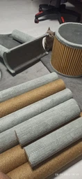 Стильная когтеточка с домиком игровой комплекс для кошек, котов всех пород 190х80х60см серо бежевая