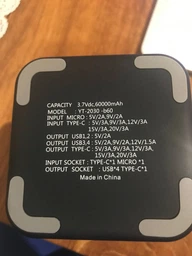 Повербанк O2 Project 60000 mAh 65 pro wat для макбуку, айфону. Зарядна станція на 6 портів USB Powerbank з ліхтариком (Black) фото от покупателей 1