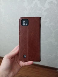 Чехол Idewei для Realme C11 2021 / RMX3231 книжка кожа PU с визитницей коричневый фото от покупателей 2