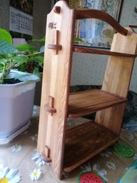 Полка деревянная трехъярусная настольная переносная 51х36х18см Цвет Натуральное дерево фото от покупателей 14