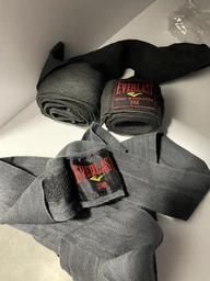 Бинты боксерские 3 м кумпур хлопок с эластаном Everlast черный (5465-3)