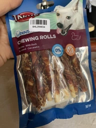 Лакомство Trixie Denta Fun Rolls with Duck для собак Палочка для чистки зубов с уткой 12 см 80 г 10 шт (4011905313719) фото от покупателей 10