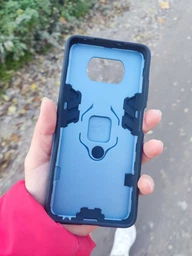 Чехол Iron Ring для Xiaomi Poco X3 / X3 Pro бампер противоударный с подставкой&nbsp;Dark-Blue фото от покупателей 2
