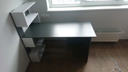 Стол компьютерный с полками СТК-10 Ш 1416 / В 1226 / Г 600 мм в цвете Антрацит + Белый, Nikoshop