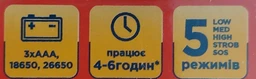 Ліхтар ручний акумуляторний Quantum Solid-M QM-FL1020-18650/1500-PB 10W LED з USB Чорний (4680430016404) фото від покупців 3