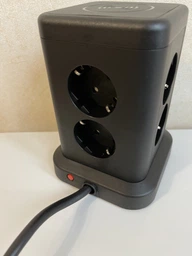 Універсальний мережевий подовжувач RZTK Tower Wireless + 3 USB-A + 1 USB-C Black (TWB7) 1.8 м
