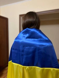 Флаг Украины стрейч-атлас желто-синий государственный с карманом под флагшток 140х90 без герба