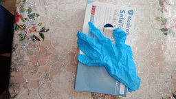 Перчатки нитриловые Medicom Nitrile Blue текстурированные без пудры голубые размер M 100 шт (3 г.) фото от покупателей 1