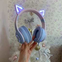 Дитячі бездротові навушники CATEAR BT029I з вушками, LED-підсвіткою, Bluetooth + AUX Рожеві фото від покупців 3