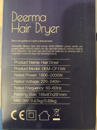Фен Deerma DEM-CF15W 2000 Вт (синій) фото от покупателей 2