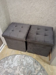 Пуф для хранения MBM HOME велюровый 38х38х38 см Синий (TH-05 BLUE) фото от покупателей 5