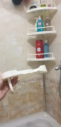 Угловая полка органайзер для ванной комнаты на 4 полки регулируется по высоте от 1 до 3.2 метра Белая GS-3500 фото от покупателей 3