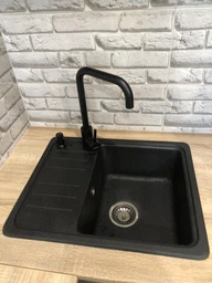 Гранітна мийка для кухні AquaMill DENVER сіра + Змішувач + Дозатор + Решітка фото від покупців 2