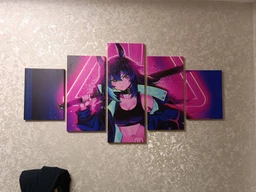 Настенный декор картина на холсте для интерьера в гостиную спальню Cyberpunk anime girl 51x34 см (693-1)