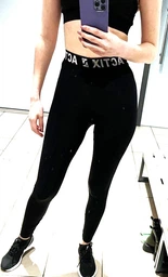 Спортивные Лосины Actix Athletic Legg Black, классические с высокой посадкой, чёрные S фото от покупателей 3