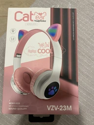 Беспроводные наушники с кошачьими Ушками Bluetooth Cat VZV-24M SUPER HD с микрофоном LED RGB подсветка + FM радио (розовые) Pink