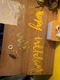 Паперова гирланда Happy Birthday ЗОЛОТО прописом 1,5 метра(4455)